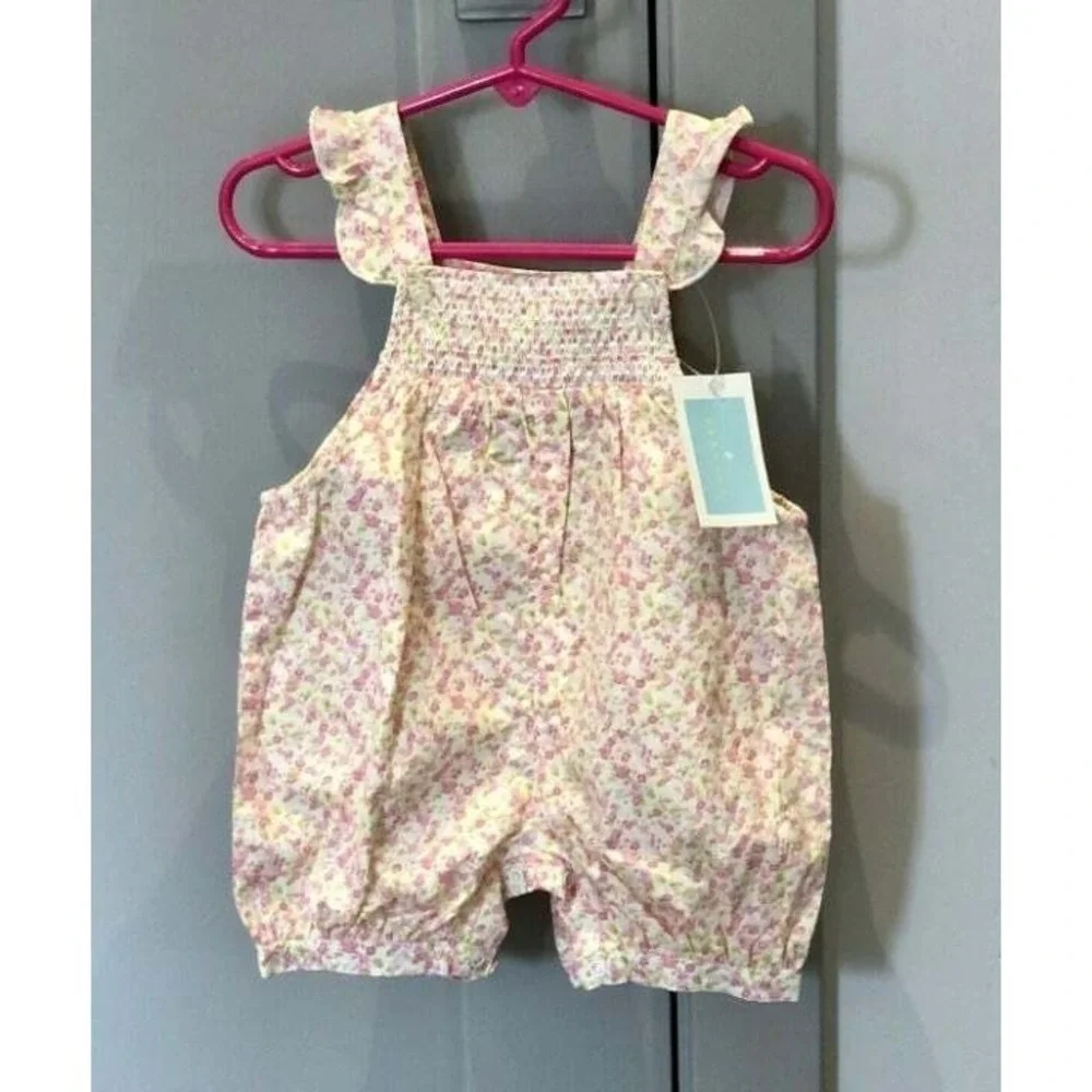 New 12 Mo Agabang Sunsuit Flowers Infant Infants Baby Girl Romper Smocking Girls